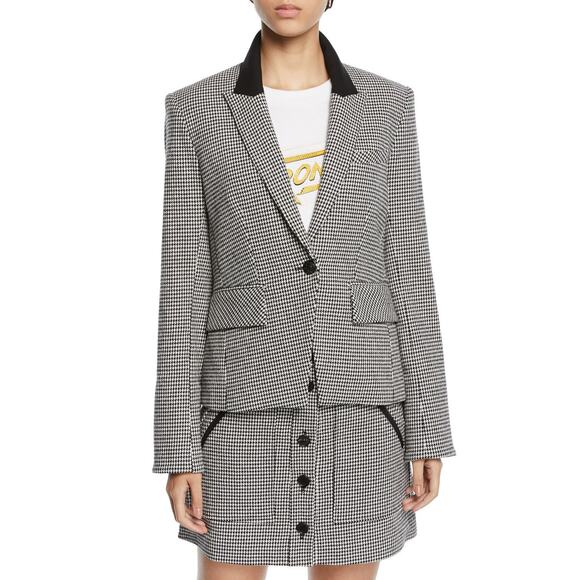 Veronica Beard Airlie Dickey Jacket Black White Houndstooth Preppy Blazer Size 4 - Picture 2 of 16